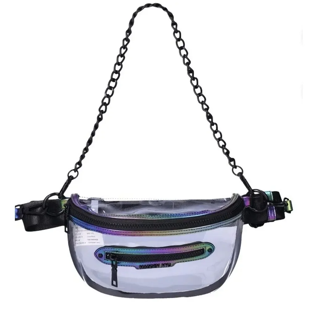 Steve Madden NYC Clear with iridescent trim Convertible FannyPack/ Crossbody - Picture 2 of 6